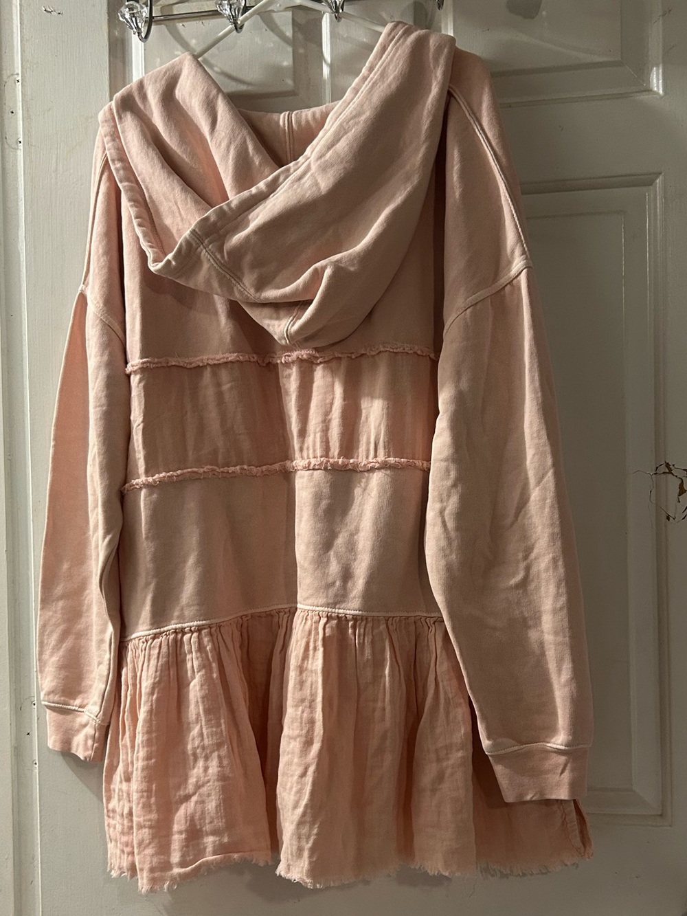Free People Blush Pink Hooded Tiered Tunic Sweater - Picture 2 of 2